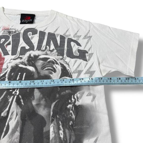 Zion Rootswear Bob Marley Uprising T-Shirt Size S White Reggae Graphic VTG 90s - Picture 7 of 8